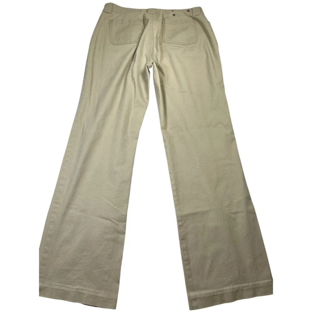 Express Pants Women 11/12 Beige Cotton Stretch Pockets High-Rise Wide Leg Preppy